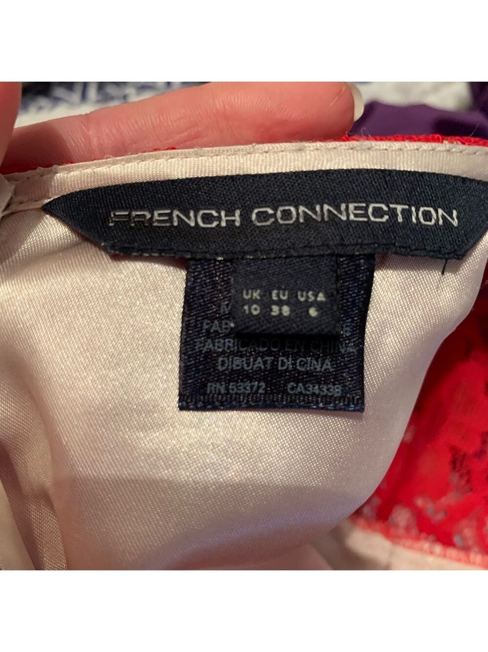 French Connection Red Lace Dress Size 6 - Picture 2 of 5